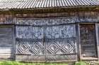 Romania, Transylvania, Carpathian Mountains. Bucovina. Aspra side wood wall of barn. Art Print